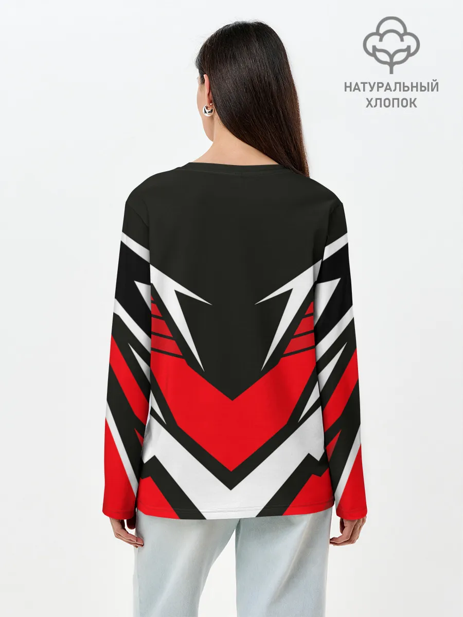 Лонгслив женский. Хлопок / Sports geometry 4