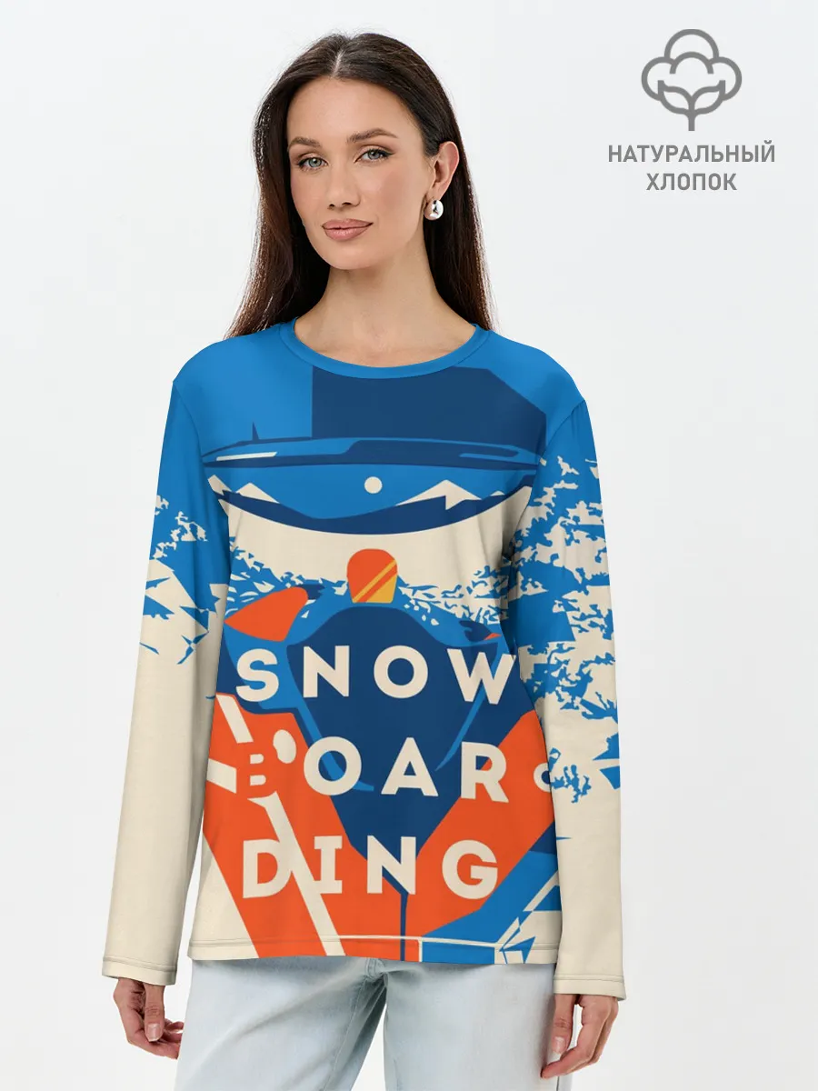 Лонгслив женский. Хлопок / SNOW BOAR DING