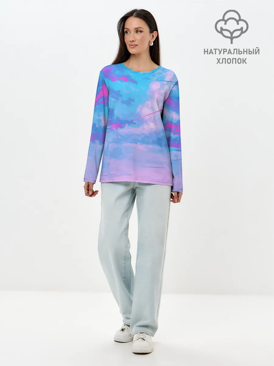 Лонгслив женский. Хлопок / РОЗОВЫЕ ОБЛАКА
