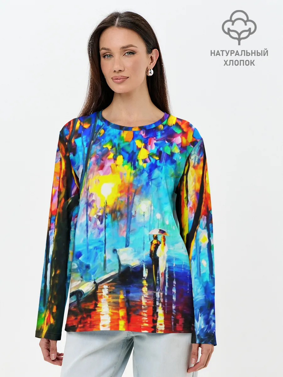 Лонгслив женский. Хлопок / ВЕЧЕРНЯЯ ПРОГУЛКА