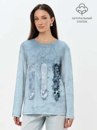 Лонгслив женский. Хлопок / три сноуборда
