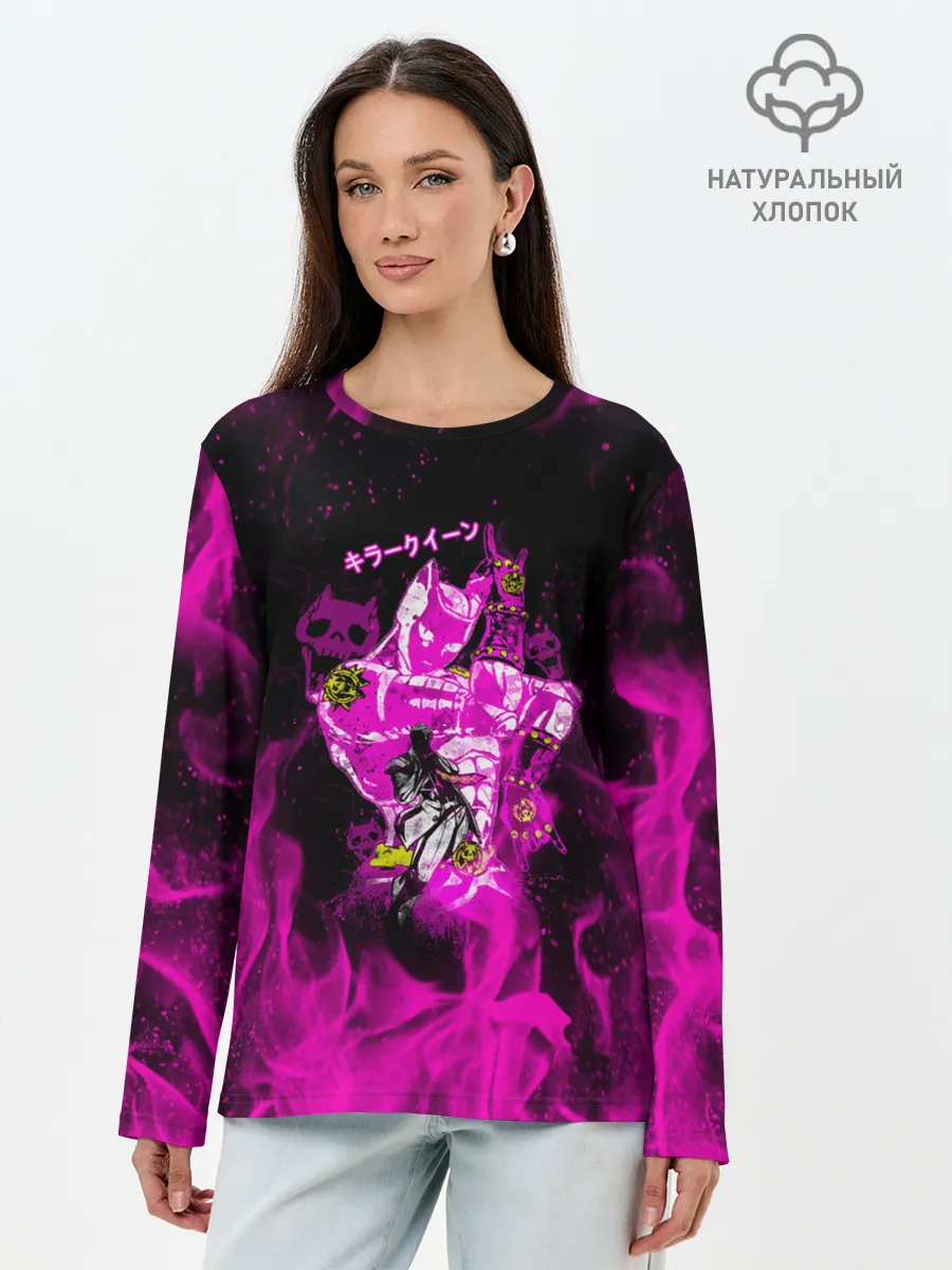 Лонгслив женский. Хлопок / KILLER QUEEN розовое пламя