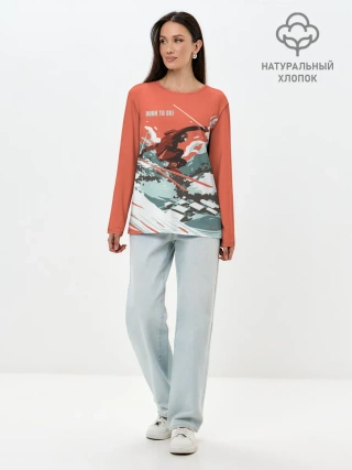 Лонгслив женский. Хлопок / BORN TO SKI