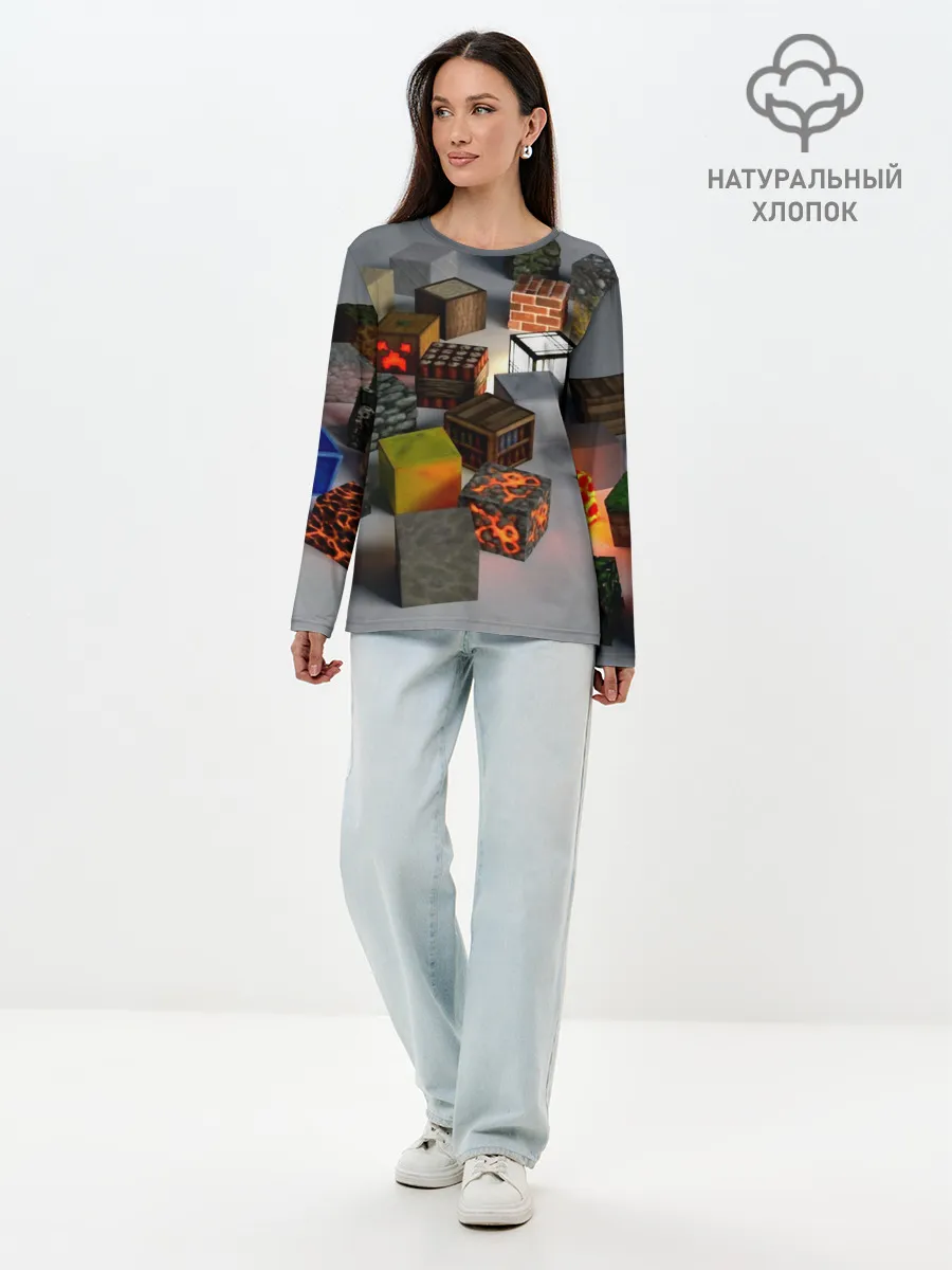 Лонгслив женский. Хлопок / MINECRAFT BLOX