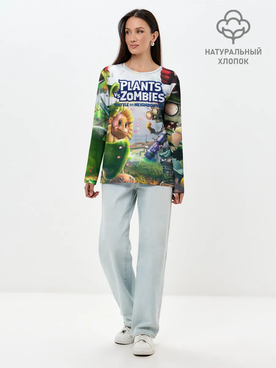 Лонгслив женский. Хлопок / Plants vs Zombies.