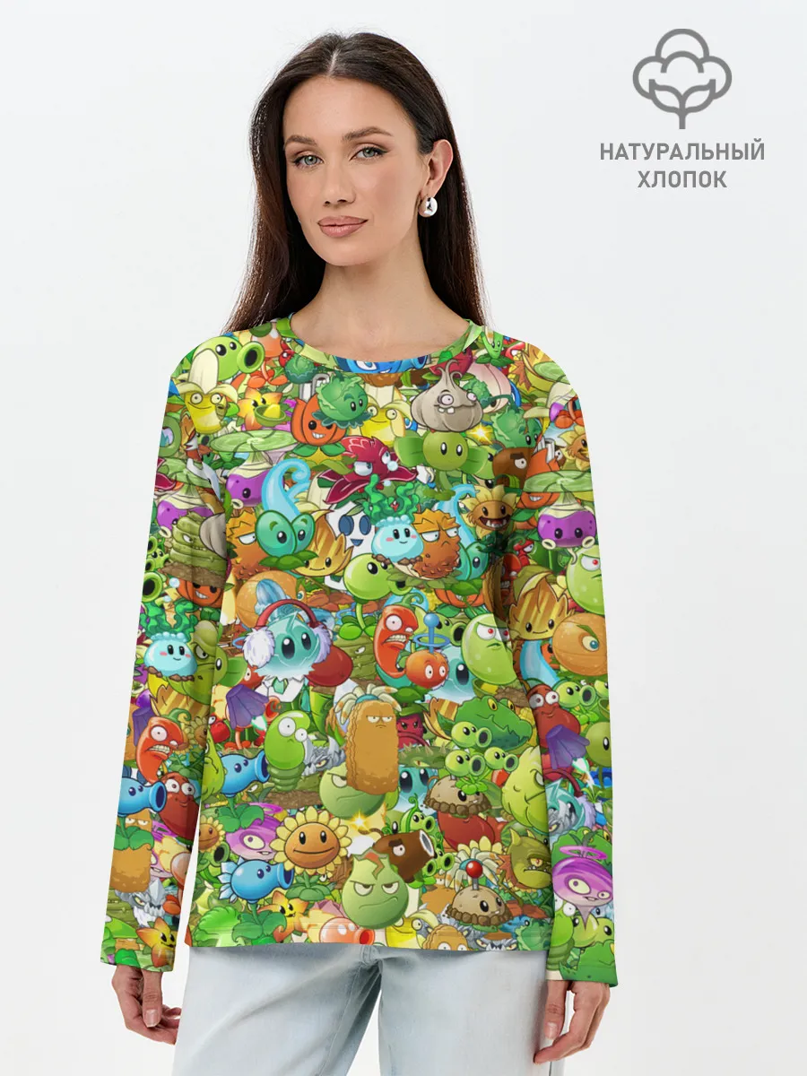 Лонгслив женский. Хлопок / PLANTS VS ZOMBIES