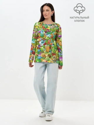 Лонгслив женский. Хлопок / PLANTS VS ZOMBIES