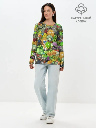Лонгслив женский. Хлопок / PLANTS VS ZOMBIES
