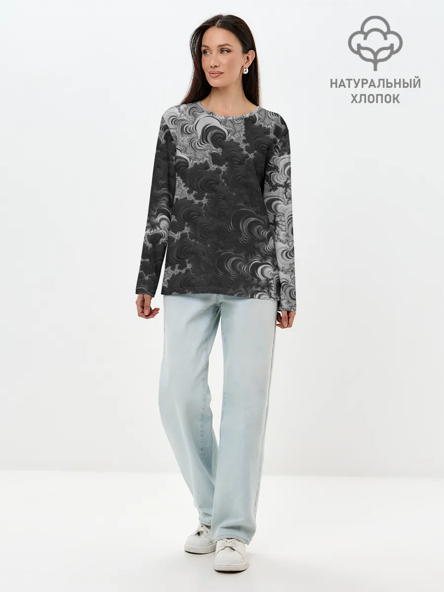 Лонгслив женский. Хлопок / Абстракция