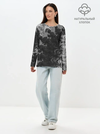 Лонгслив женский. Хлопок / Абстракция