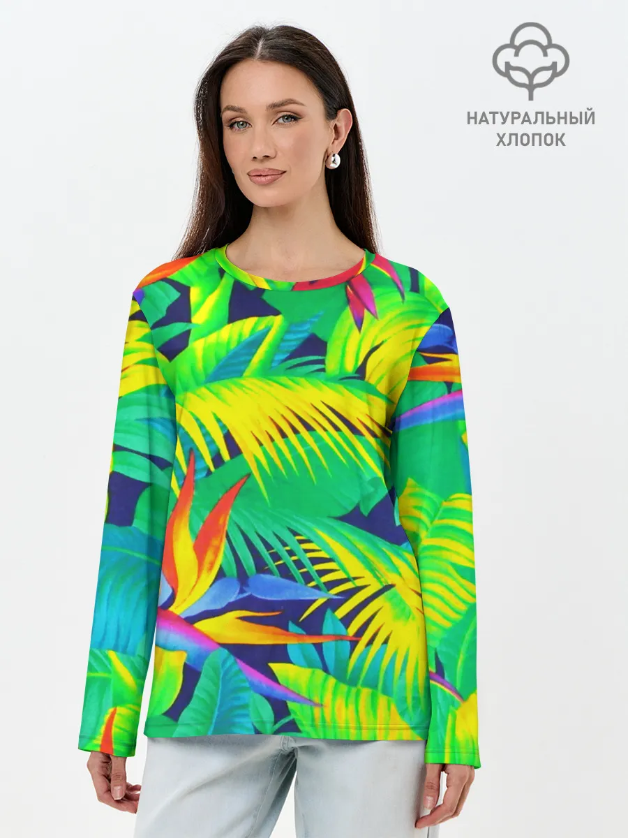 Лонгслив женский. Хлопок / ТРОПИКИ