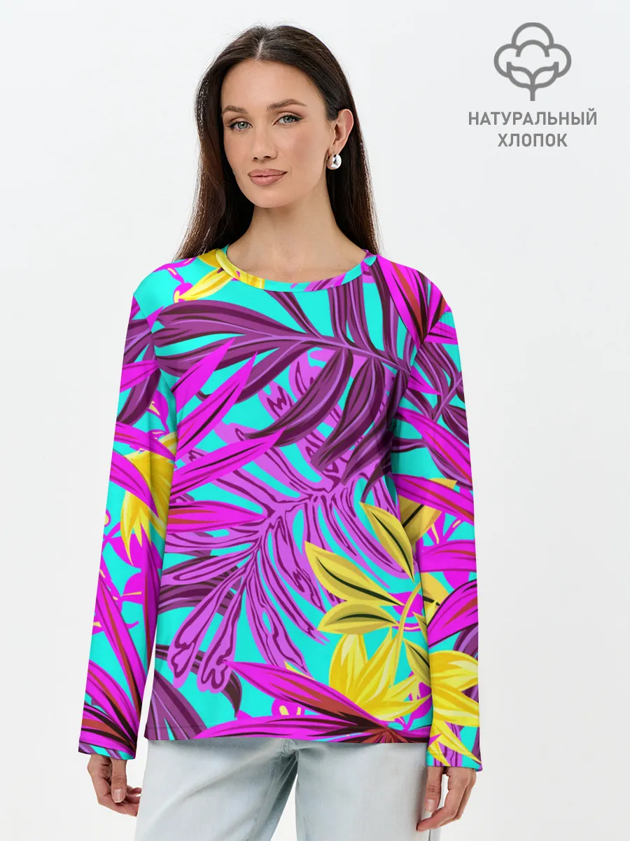 Лонгслив женский. Хлопок / ТРОПИЧЕСКИЙ