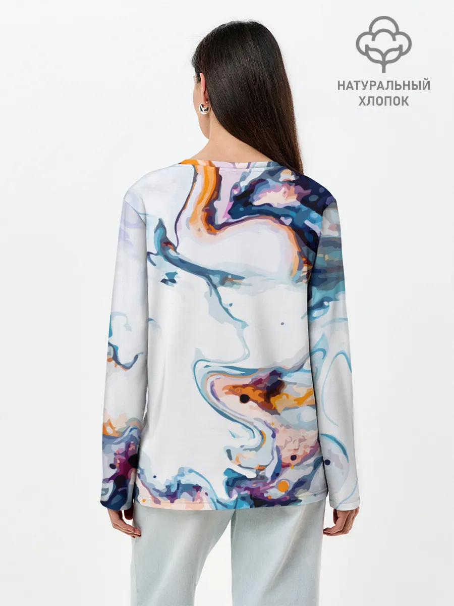 Лонгслив женский. Хлопок / Брызги красок