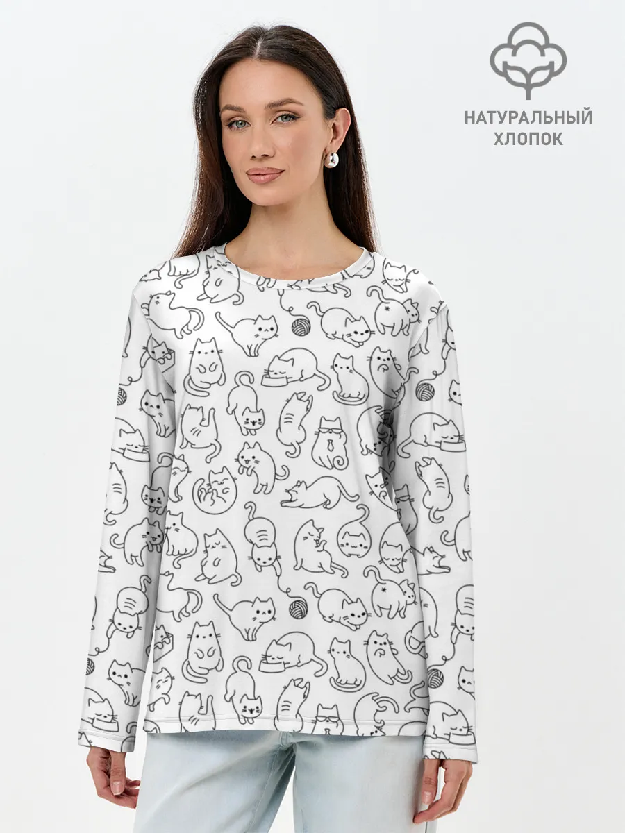 Лонгслив женский. Хлопок / Такие Разные Котейки