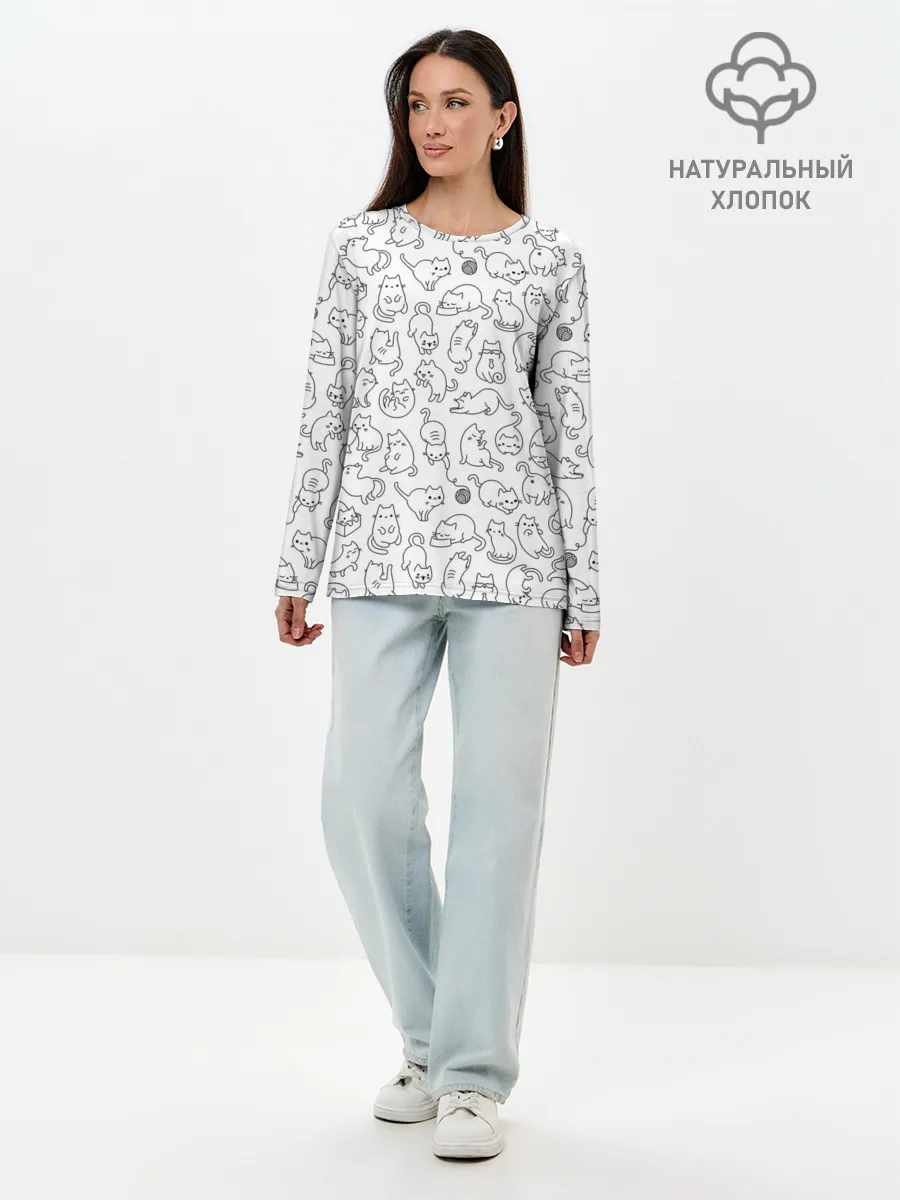 Лонгслив женский. Хлопок / Такие Разные Котейки