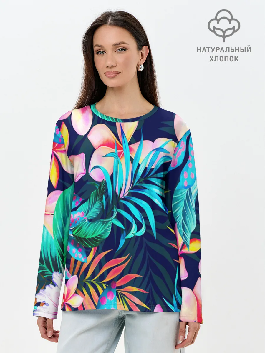 Лонгслив женский. Хлопок / TROPIC FLOWER