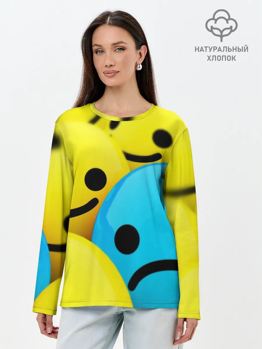 Лонгслив женский. Хлопок / СМАЙЛИКИ