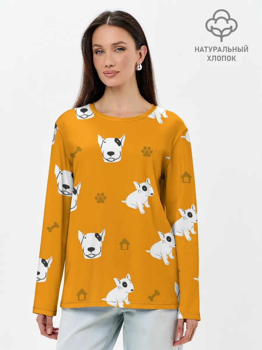 Лонгслив женский. Хлопок / Английский бультерьер