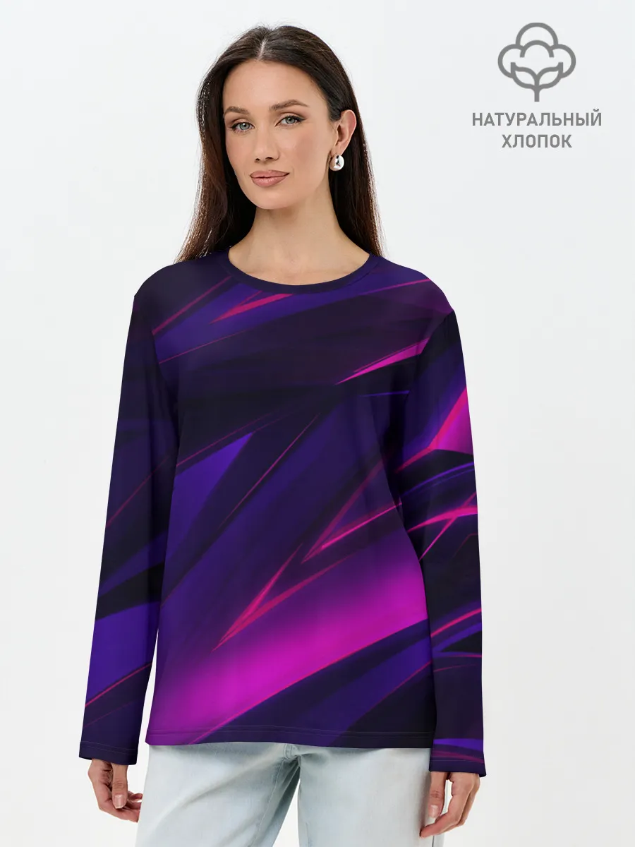 Лонгслив женский. Хлопок / GEOMETRY STRIPES NEON