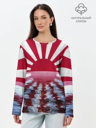 Лонгслив женский. Хлопок / Флаг Восходящего Солнца