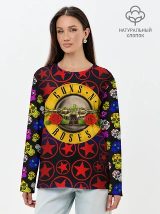 Лонгслив женский. Хлопок / Guns n roses