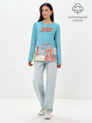 Лонгслив женский. Хлопок / Ateez K-pop