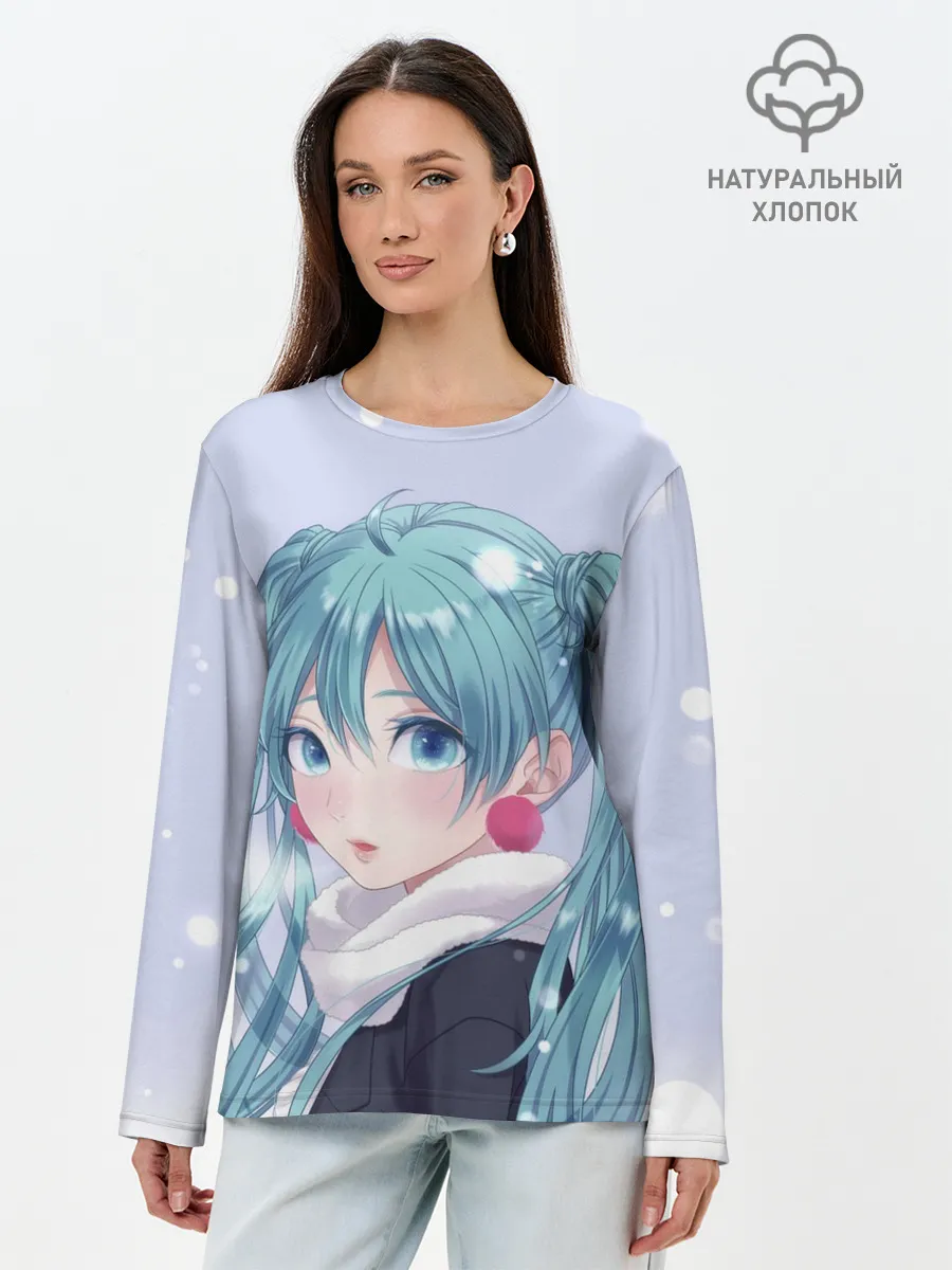 Лонгслив женский. Хлопок / Hatsune Miku. Winter