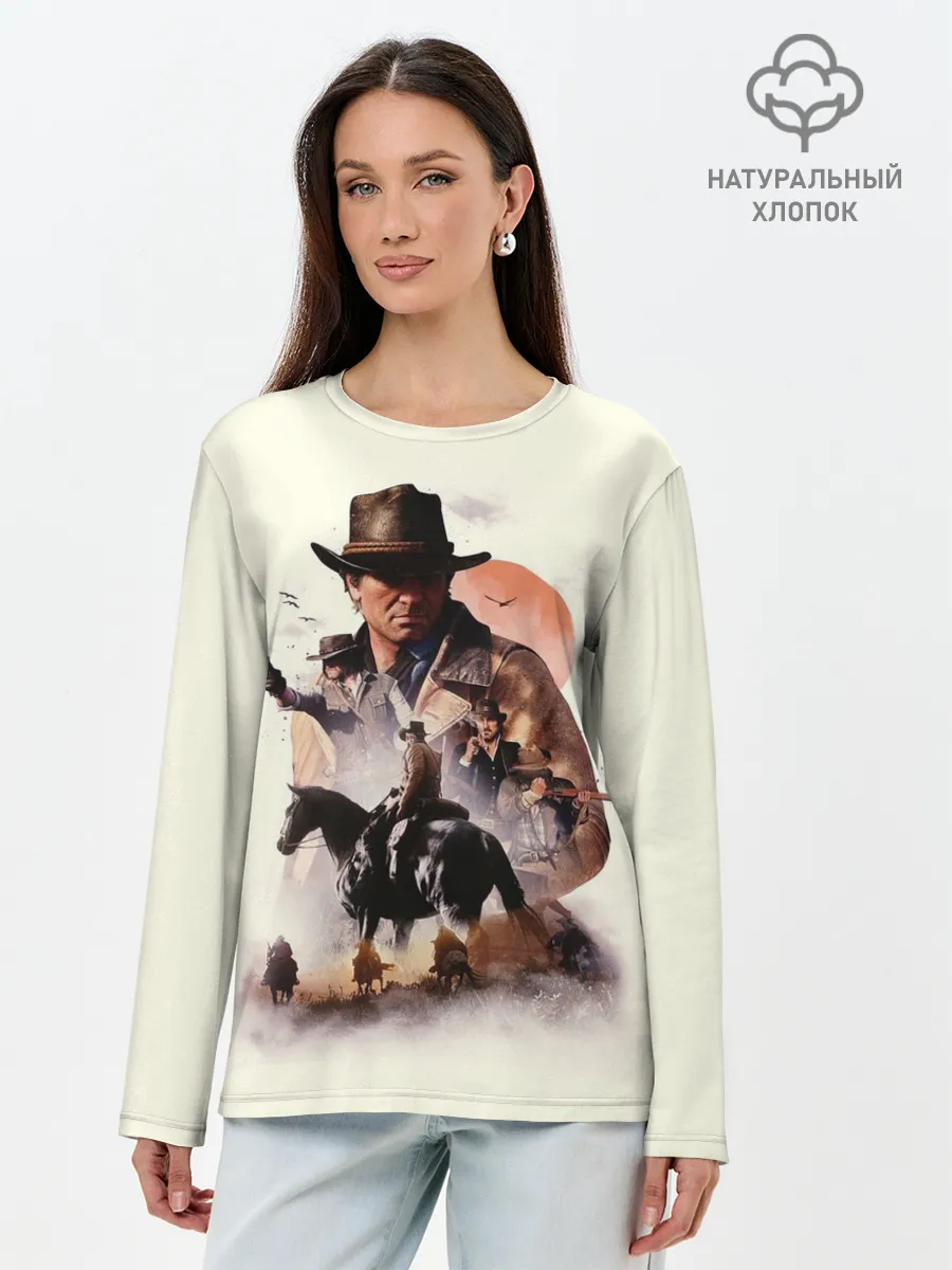 Лонгслив женский. Хлопок / red dead redemption 2 Art