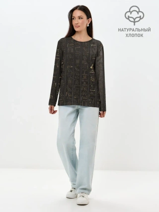 Лонгслив женский. Хлопок / Egypt Hieroglyphs