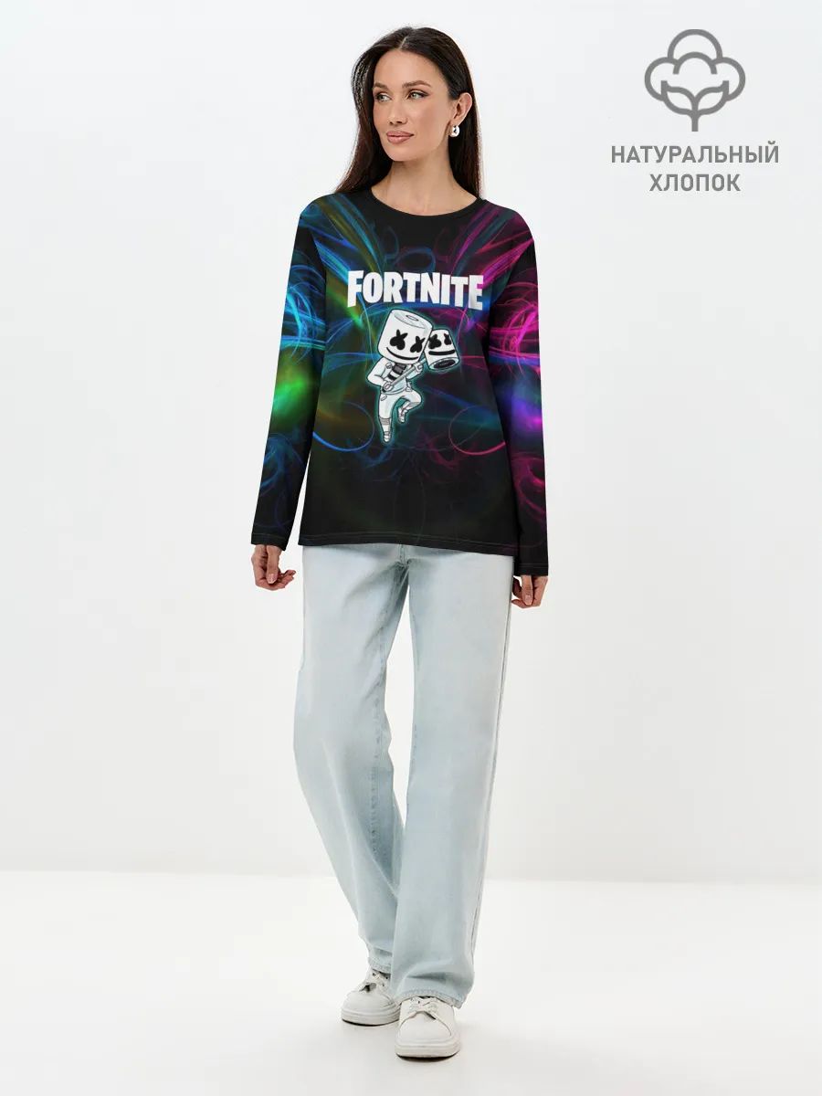 Лонгслив женский. Хлопок / Fortnite x Marshmallow.