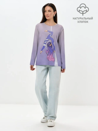 Лонгслив женский. Хлопок / Гимнастка на полотне