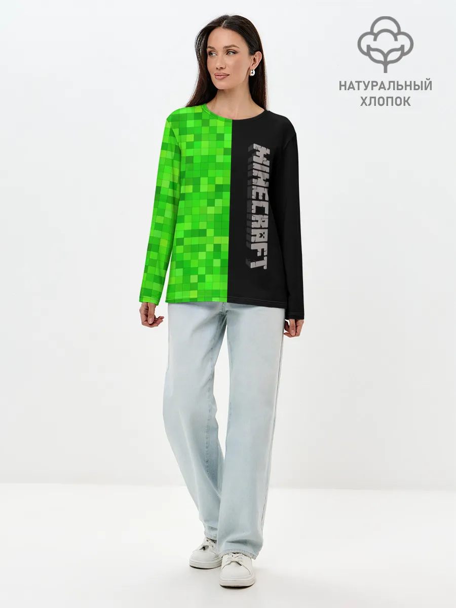 Лонгслив женский. Хлопок / MINECRAFT