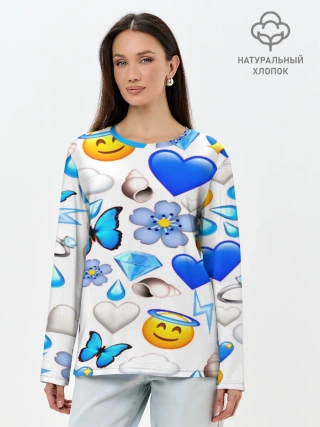 Лонгслив женский. Хлопок / Смайлики