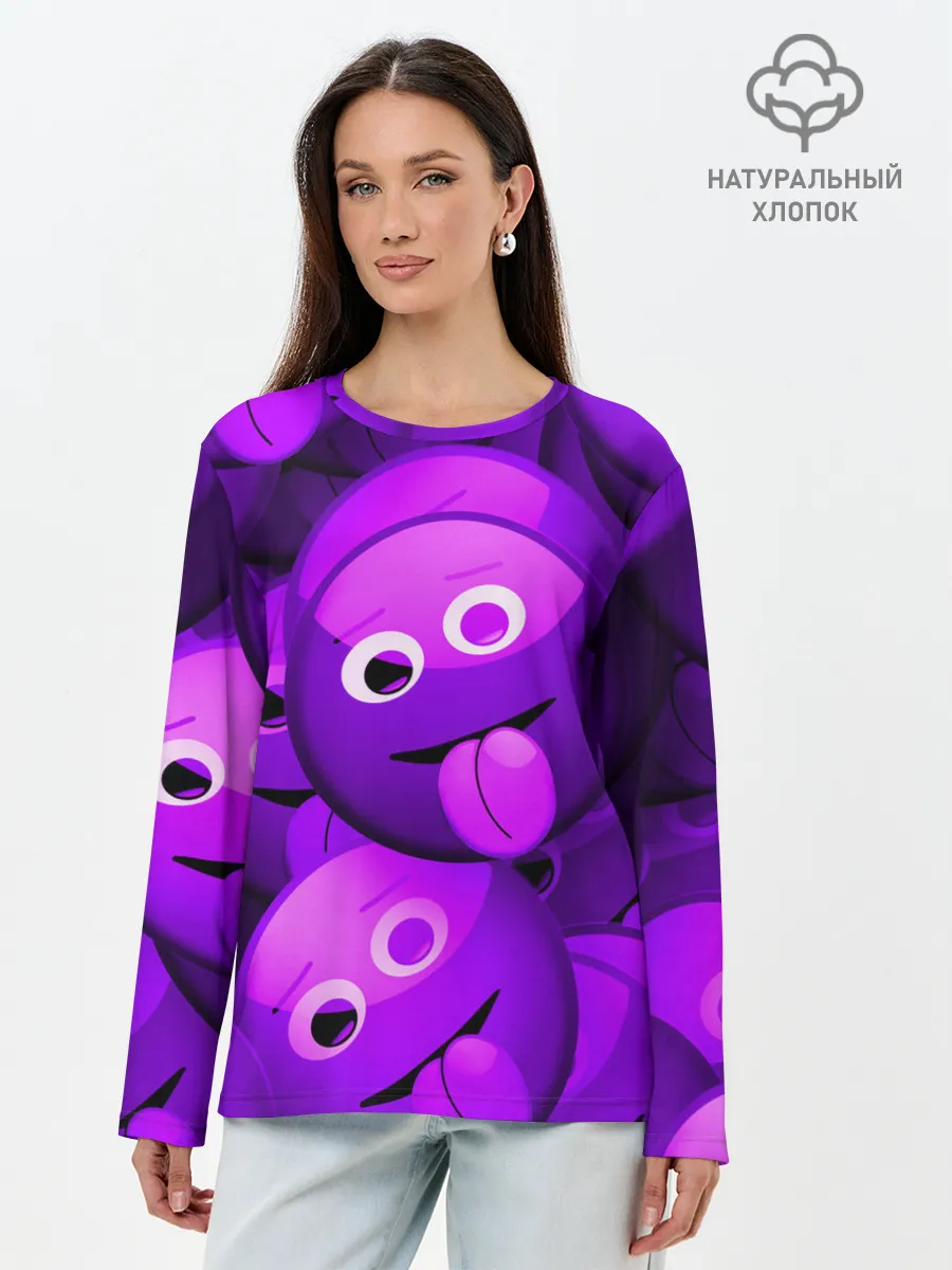 Лонгслив женский. Хлопок / НЕОНОВЫЕ СМАЙЛЫ