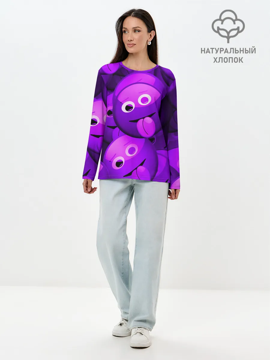 Лонгслив женский. Хлопок / НЕОНОВЫЕ СМАЙЛЫ