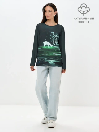 Лонгслив женский. Хлопок / ОЛЕНЬ