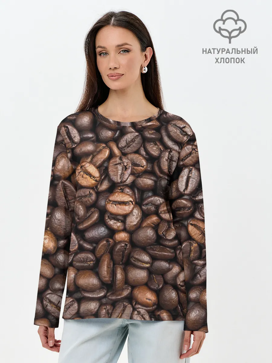 Лонгслив женский. Хлопок / Coffee