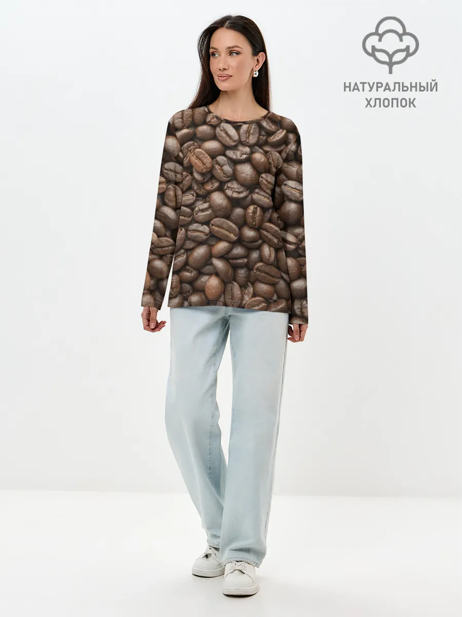 Лонгслив женский. Хлопок / Coffee