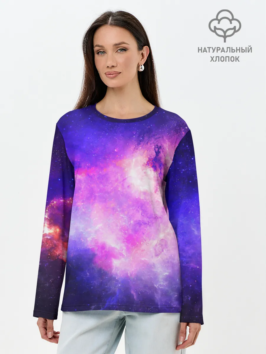 Лонгслив женский. Хлопок / КОСМИЧЕСКИЕ КРАСКИ