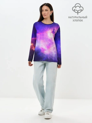 Лонгслив женский. Хлопок / КОСМИЧЕСКИЕ КРАСКИ
