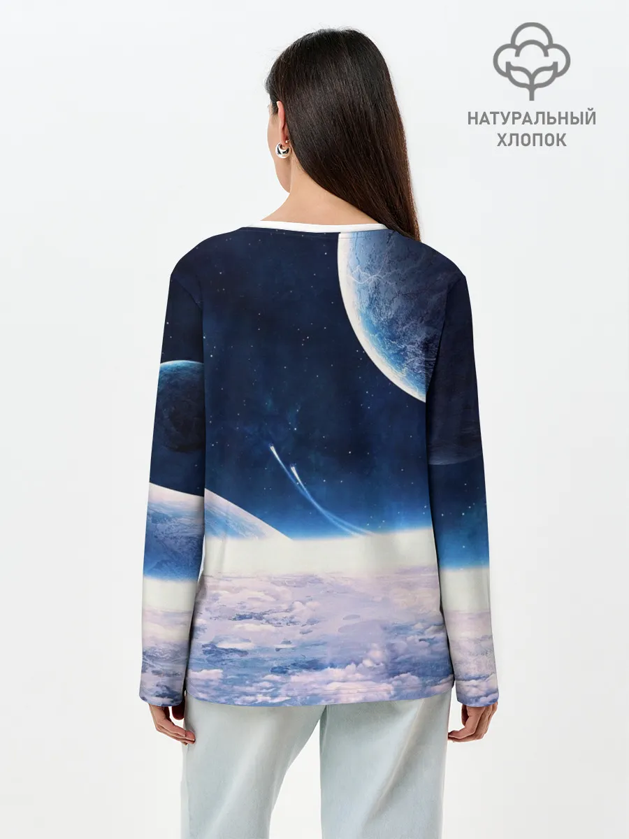 Лонгслив женский. Хлопок / Космос