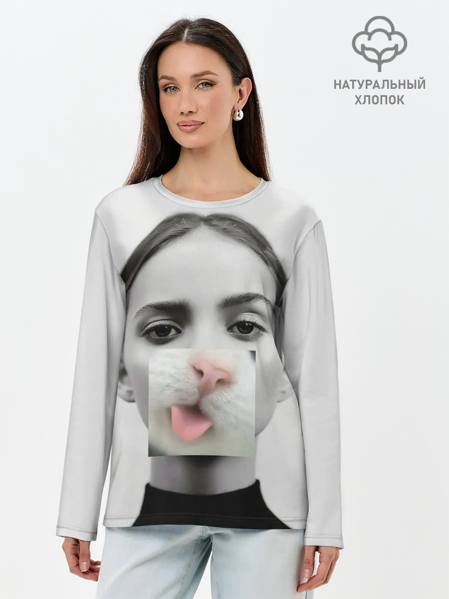 Лонгслив женский. Хлопок / kitty face