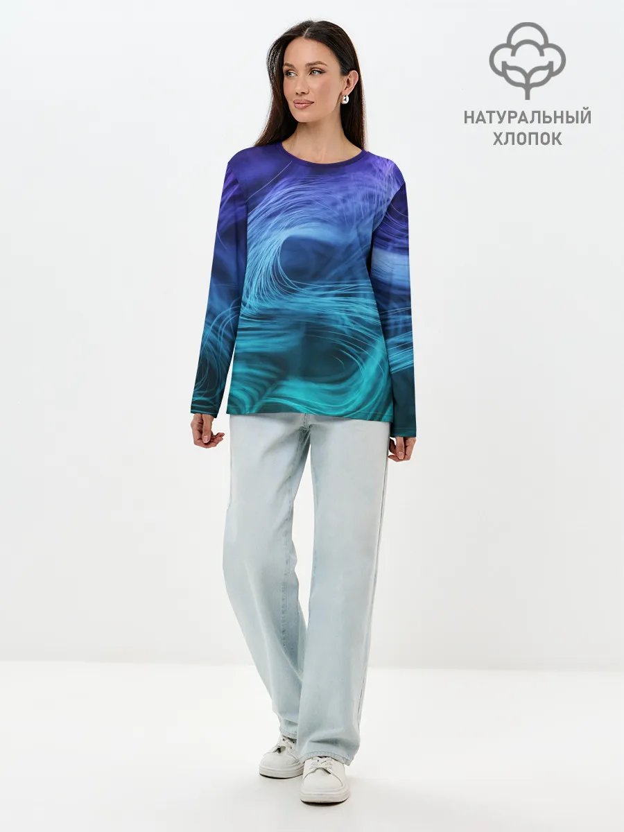 Лонгслив женский. Хлопок / Линии материи