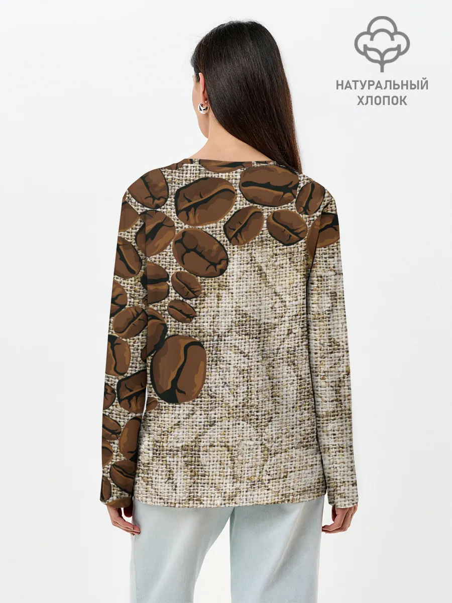 Лонгслив женский. Хлопок / Кофейные зёрна