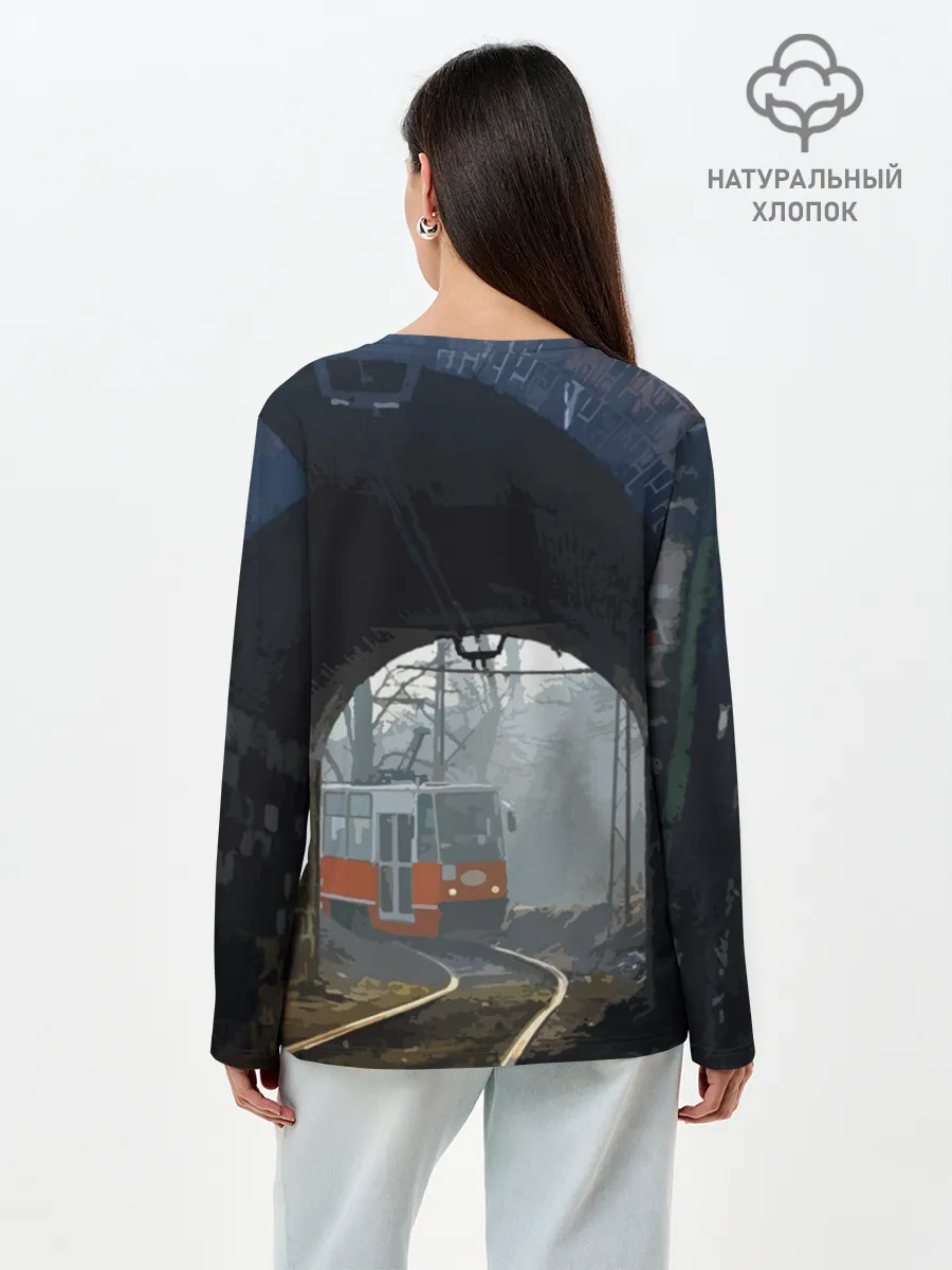 Лонгслив женский. Хлопок / Трамвай
