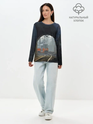Лонгслив женский. Хлопок / Трамвай