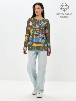 Лонгслив женский. Хлопок / Время приключений Зима