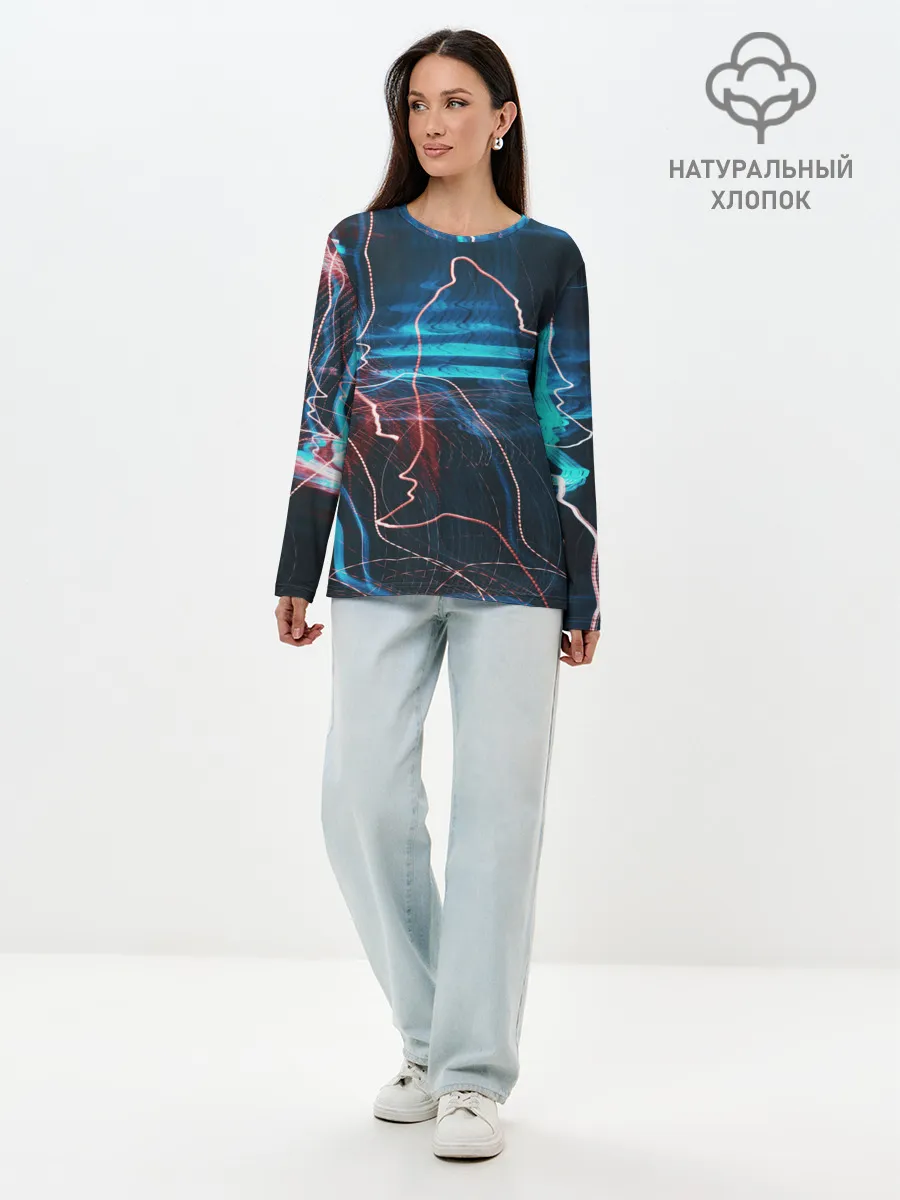 Лонгслив женский. Хлопок / Freeze Light digital art