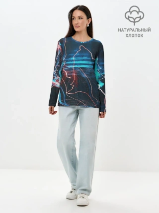 Лонгслив женский. Хлопок / Freeze Light digital art