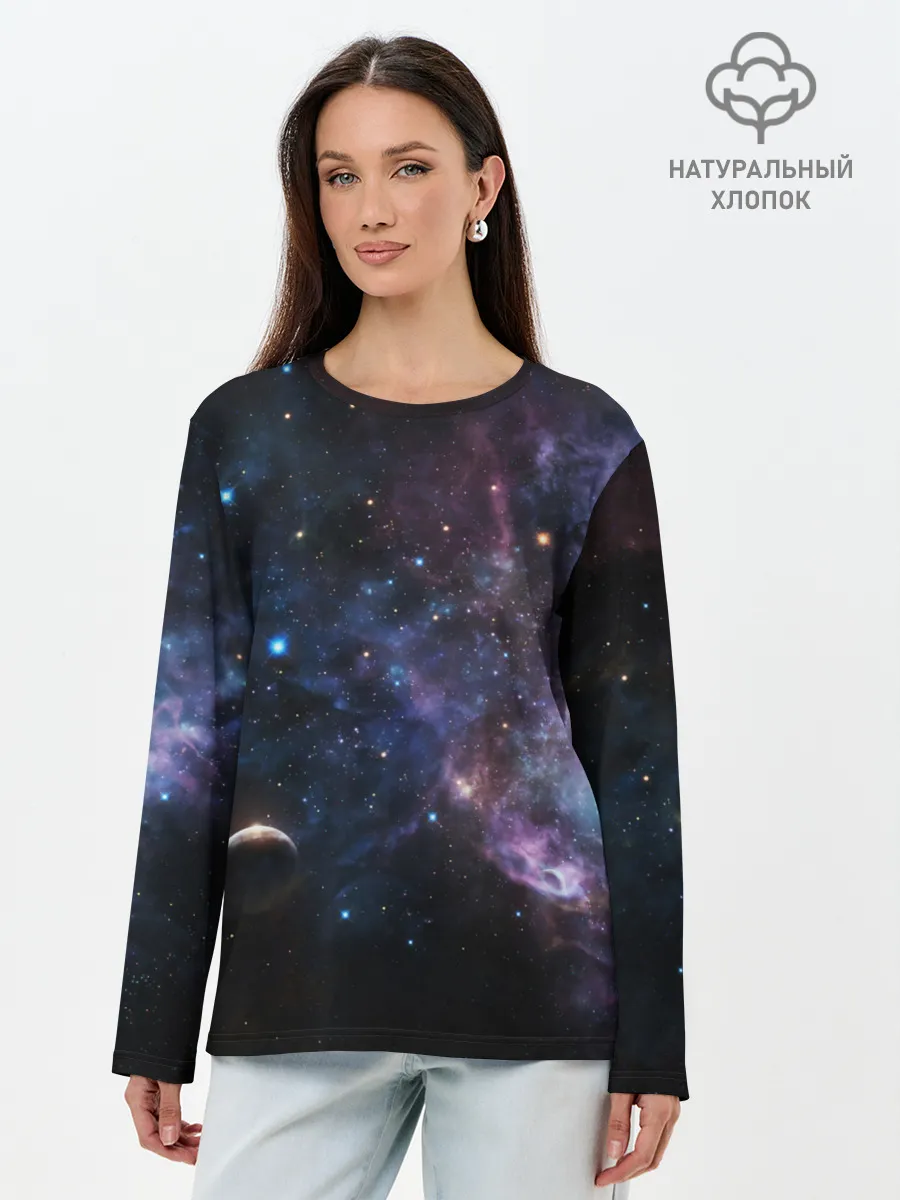 Лонгслив женский. Хлопок / Звезды